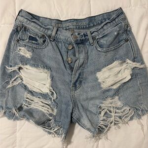 American Eagle Outfitters Women's Ripped Jean Shorts - Blue